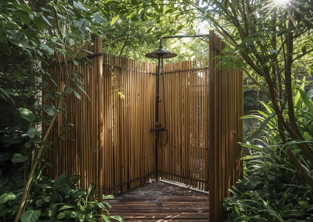 bamboo screen outdoor shower